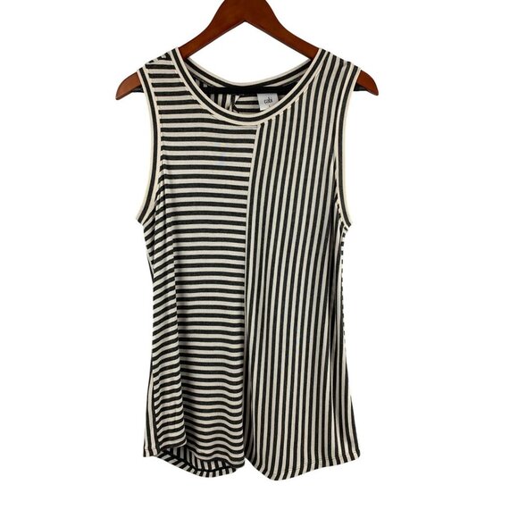 Cabi Black & White Striped Sleeveless Top S - Picture 1 of 6